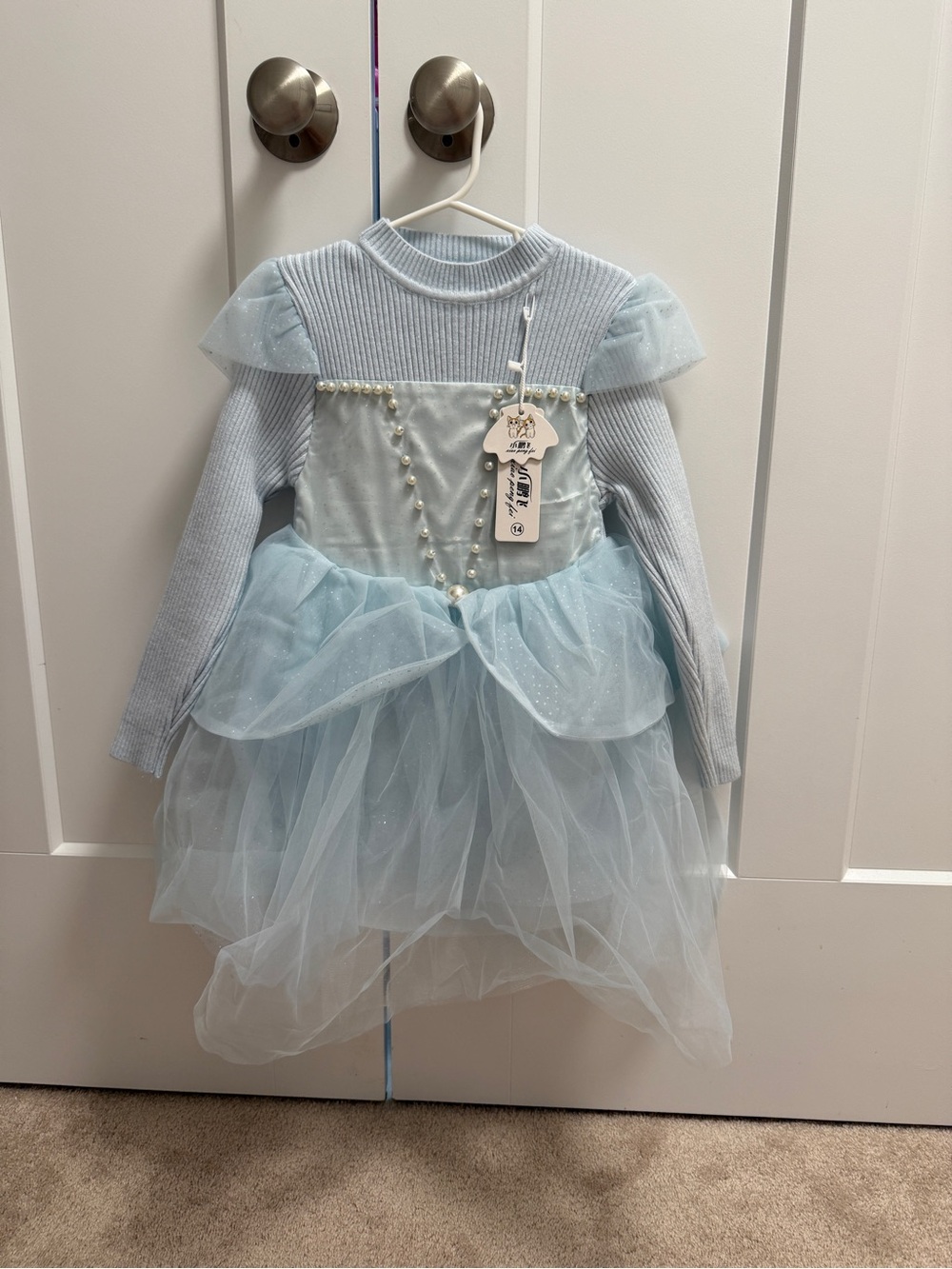 Light Blue Sparkle Tulle Princess Costume Dress for Kids
